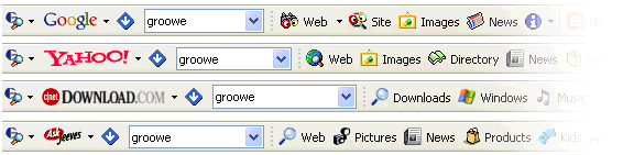 Some examples of toolbars in Groowe Search Toolbar